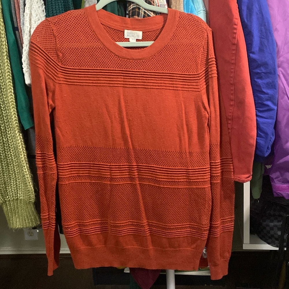Market & Spruce Rust Eyelit Detail long sleeve shirt